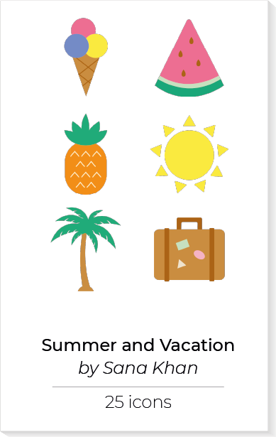 Summer and vacation icons
