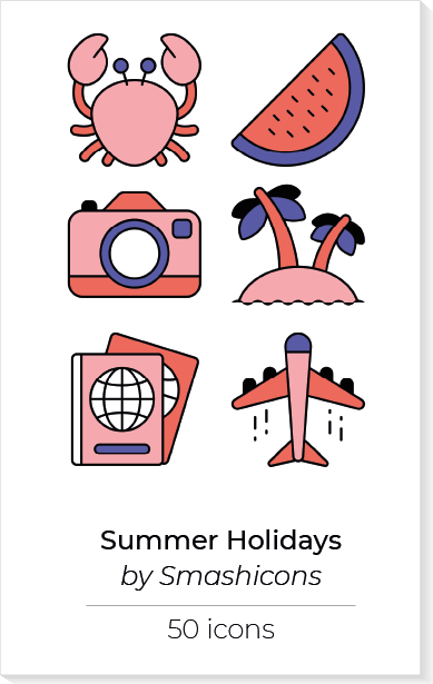 Summer holidays icons