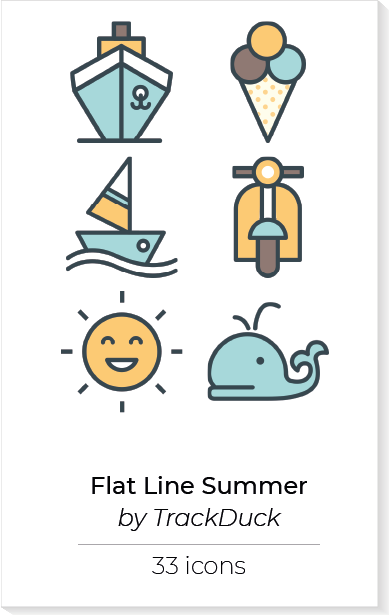 Flat line summer icons