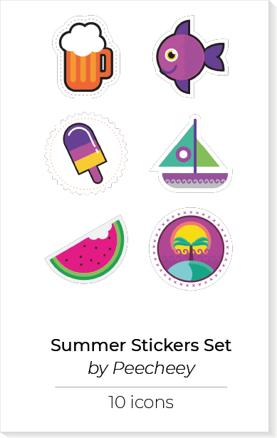 Summer stickers set icons