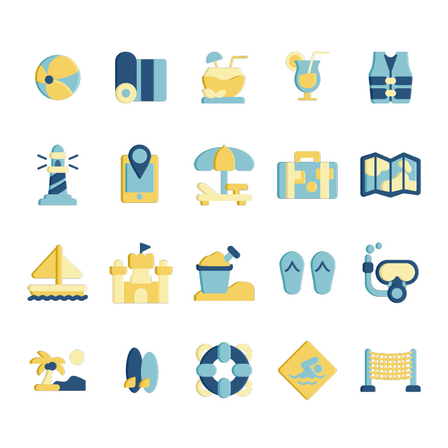 summer holidays flat icons